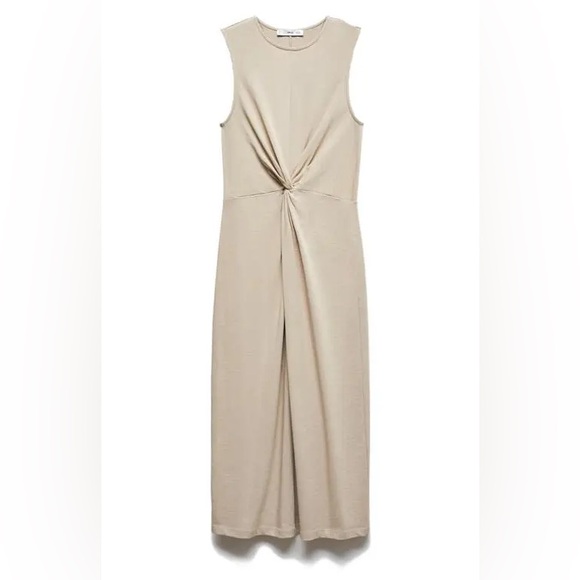 Mango Dresses & Skirts - NWOT Mango Sleeveless Knot Front Midi Dress – beige – Size Medium